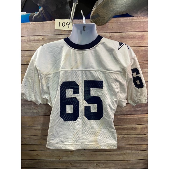 Dallas Cowboys Jersey Youth Large #65 Short Sleeve Football White Blue - Picture 2 of 11